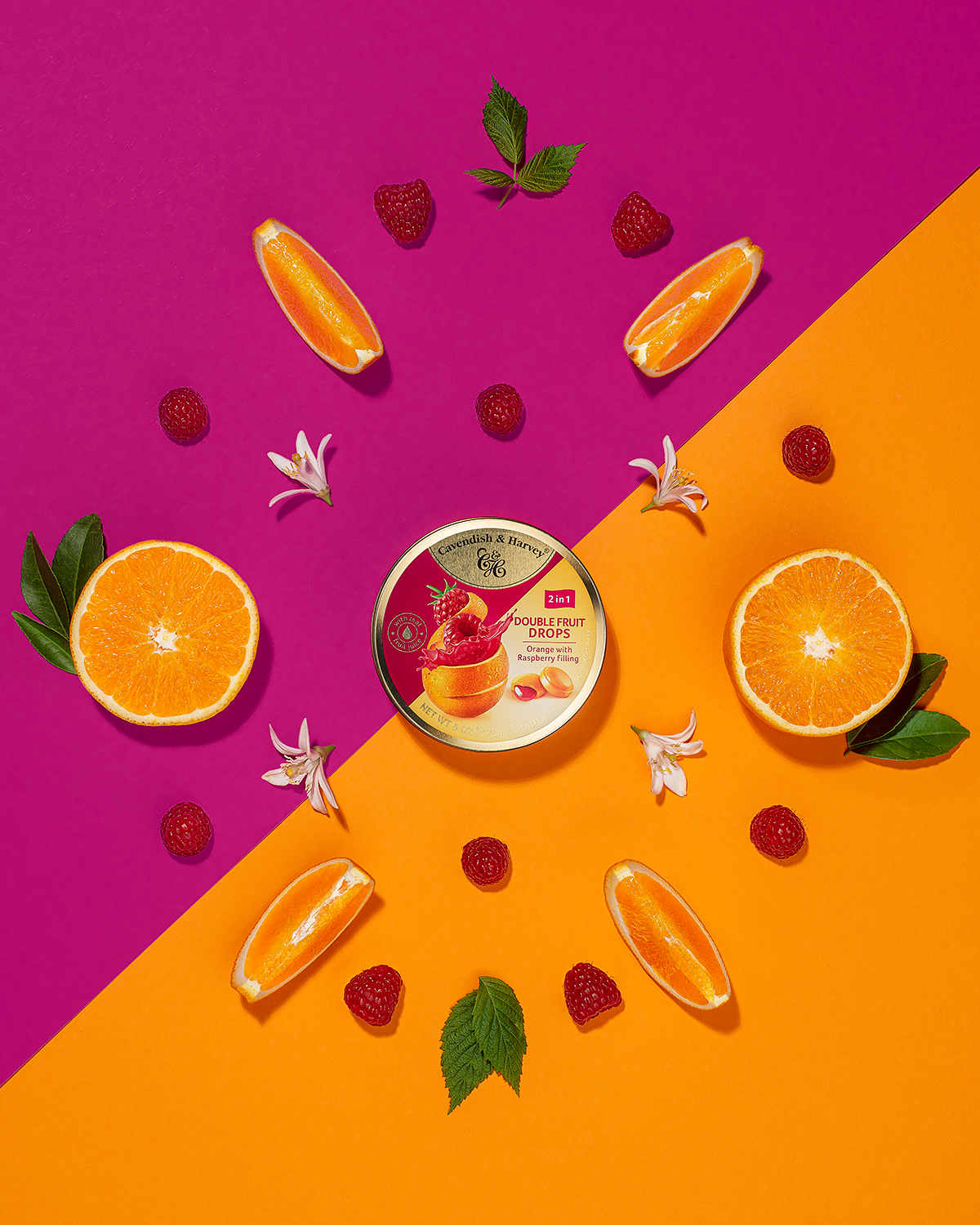 Moodbild Cavendish & Harvey Double Fruit Drops Orange/Himmbeere